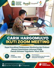 CARIK HARGOMULYO IKUTI ZOOM KOORDINASI NILAI SEMENTARA MONEV KETERBUKAAN INFORMASI PUBLIK DIY TAHUN 